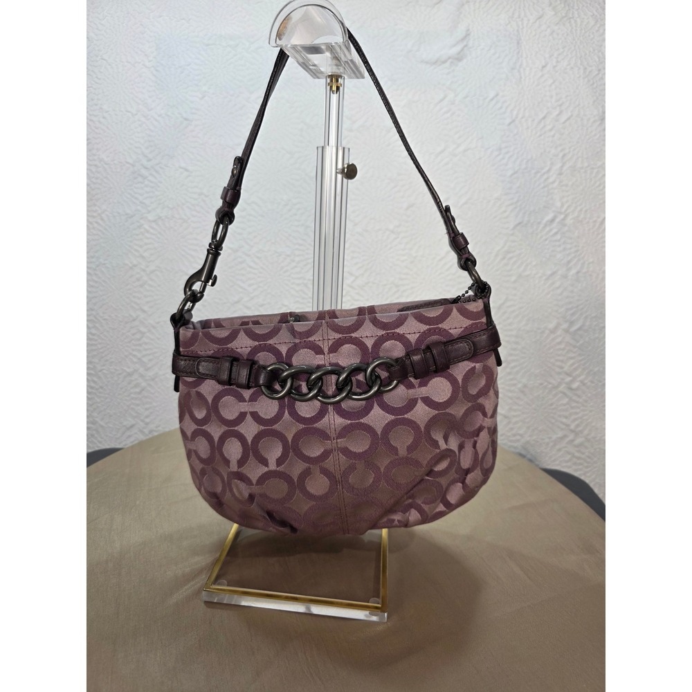 Coach Brooke Op Art Mini Shoulder Bag Purple Monogram Complete w/Strap